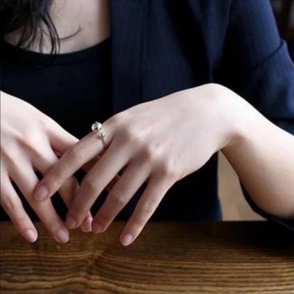 BEAD BALL 925 STERLING SILVER ADJUSTABLE RING - Picture 7 of 8